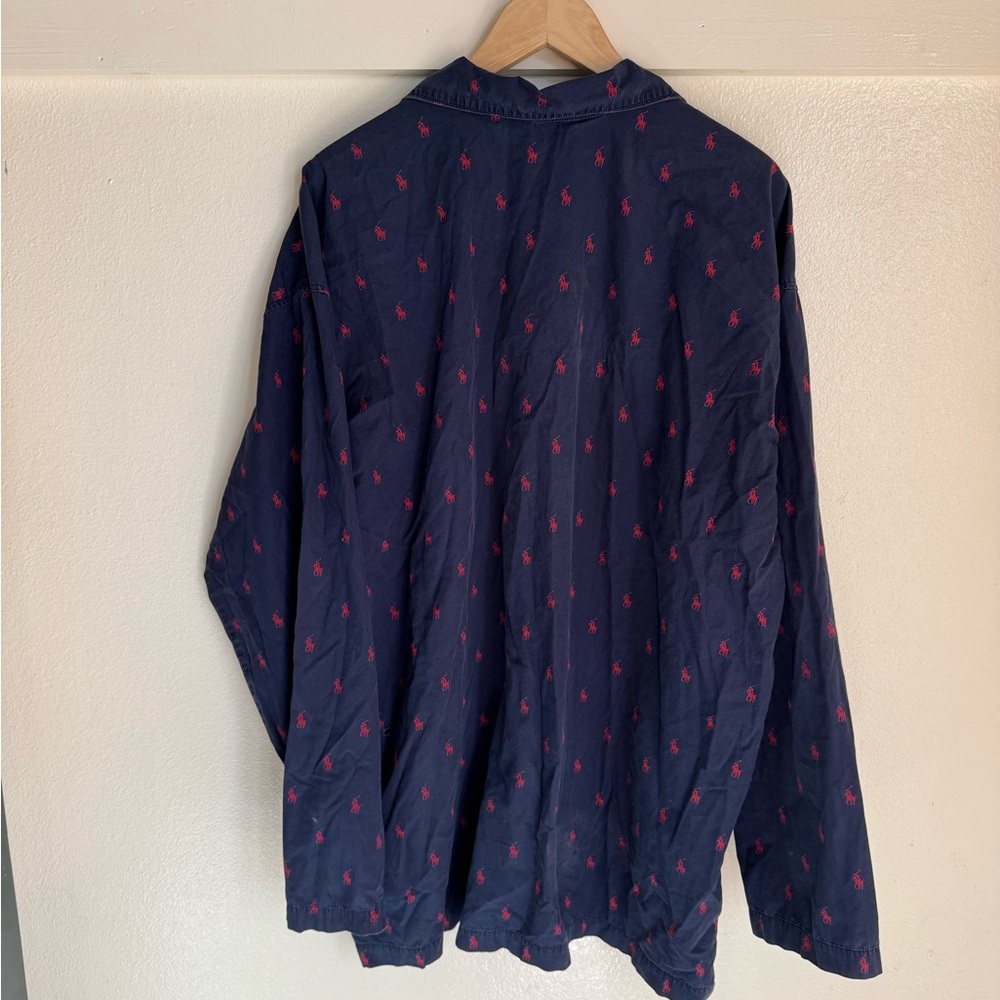 Polo Ralph Lauren Pajama Shirt Men’s XL Navy Allover Pony Print 100% Cotton - Picture 6 of 8